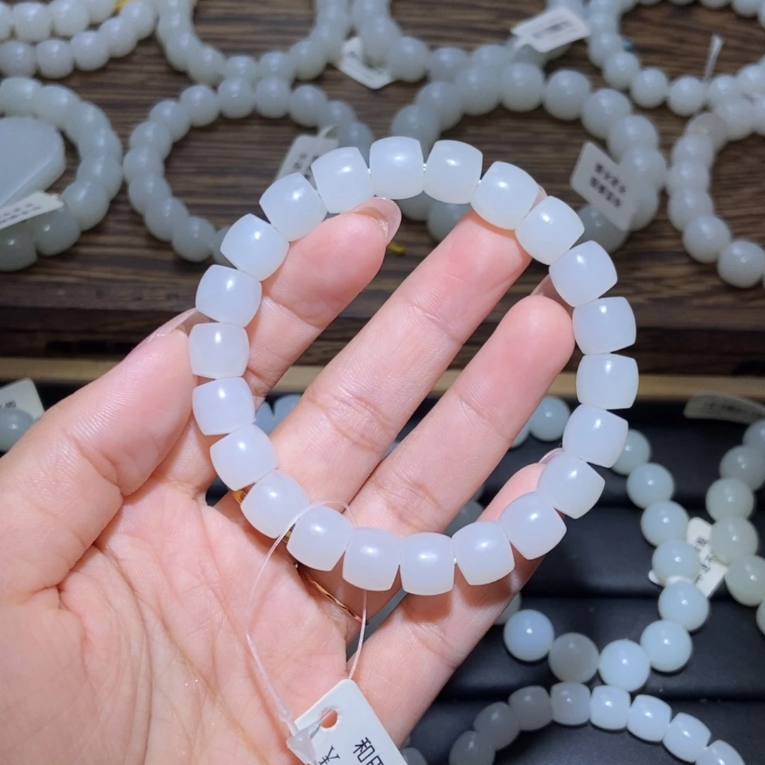 和田玉未镶嵌手串卡10直切