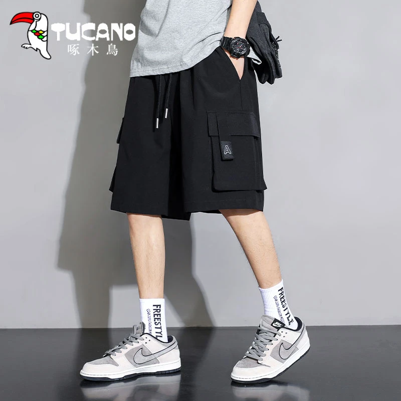 【官方】啄木鸟工装短裤男士运动2025夏季冰丝速干薄款宽松外穿五分