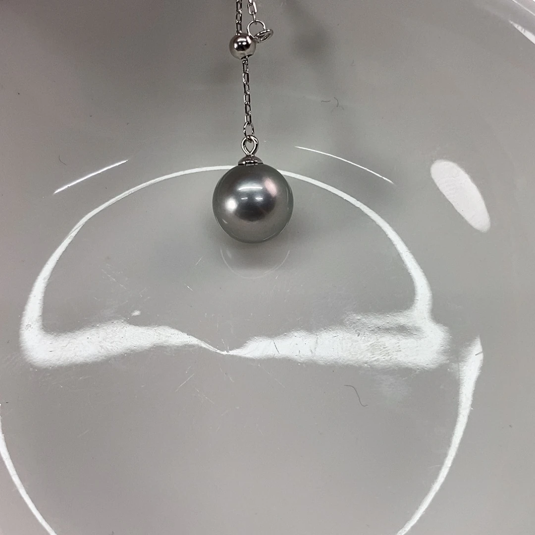 海水珍珠银S925镶嵌套链大溪地9-10