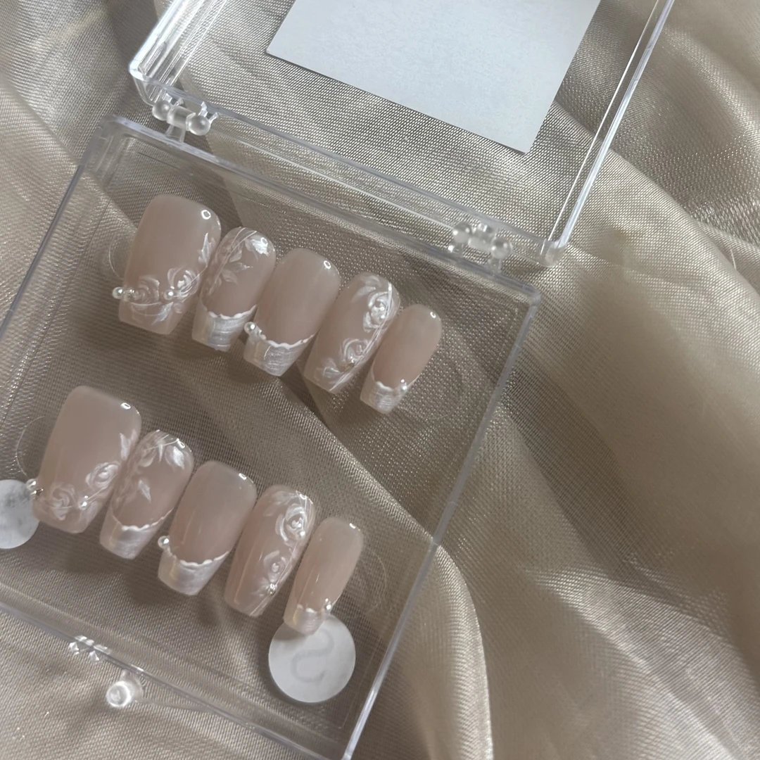 现货-【凝霜】莫妮卡原创|气质纯手工穿戴甲2025高级感