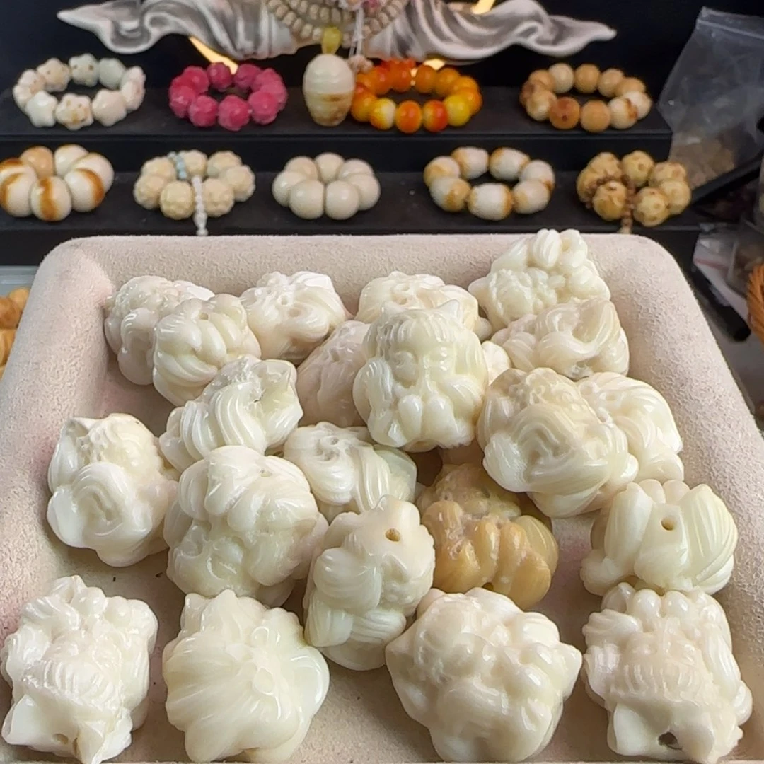 菩提根/象牙果手串微瑕牙果卡24+白色祈福凤九3颗