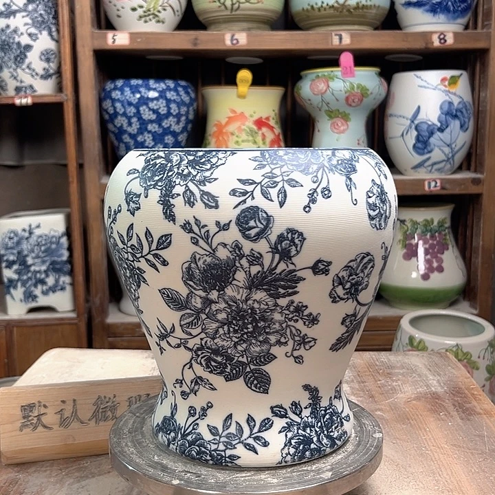 陶鱼尾复古牡丹新款新款陶瓷陶瓷微瑕