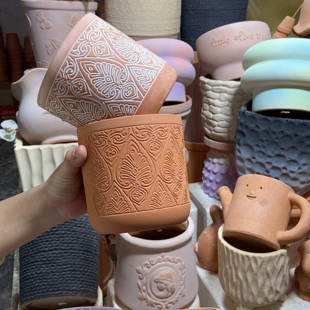 12×12几何直筒复古+红陶2个