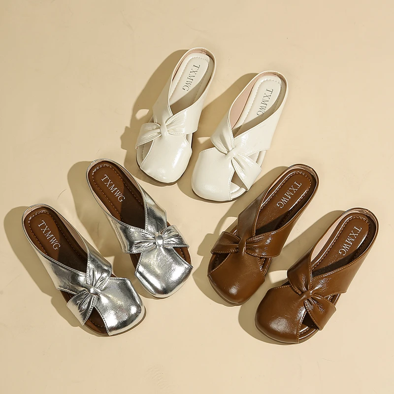 【退货补运费】玛丽珍鞋季新款平底方头一字扣带浅口半拖单鞋 6042