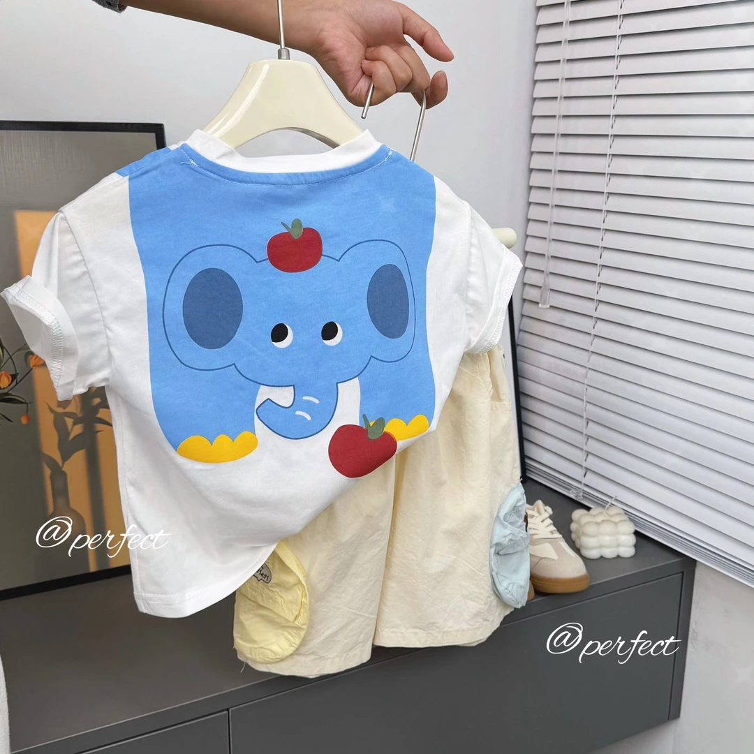 男宝宝夏季套装新款印花卡通童装男孩帅气衣服洋气两件套儿童夏装