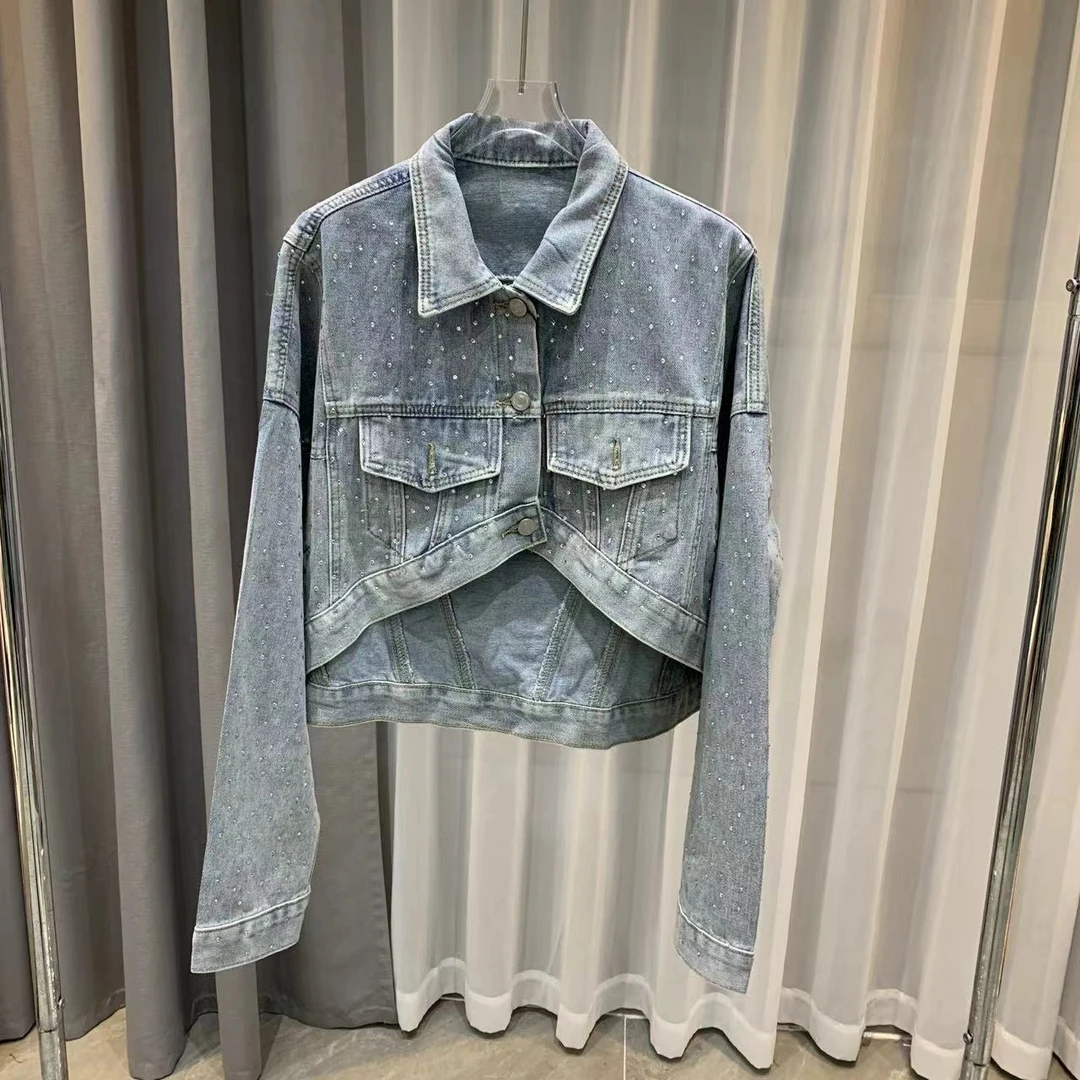 Z.X 欧货不规则设计款满钻牛仔衣 1018（C4）