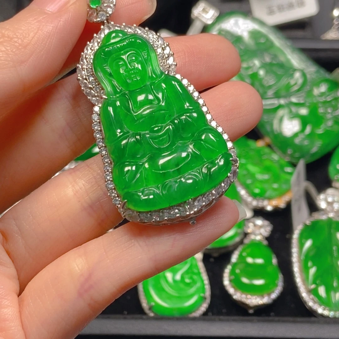 翡翠银S925镶嵌吊坠(不含链)