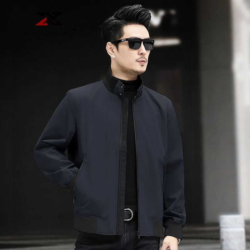 HICHIN立领休闲夹克男士春秋季高端经典商务大码运动茄克外套上衣