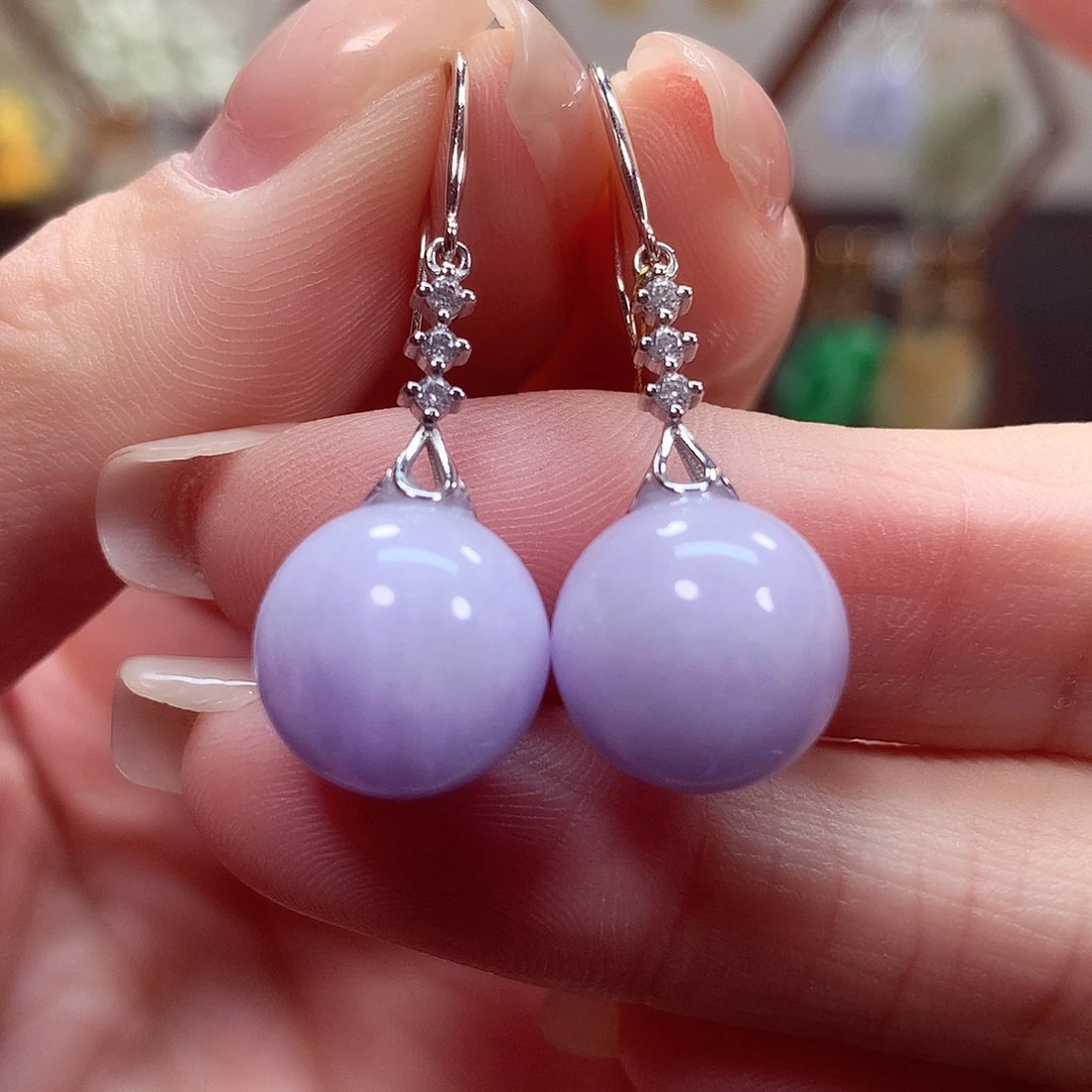 翡翠耳饰18K金镶嵌天然翡翠