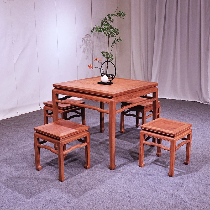 大果紫檀八仙桌中式休闲棋牌桌实木餐桌小户型方桌四方桌吃饭桌