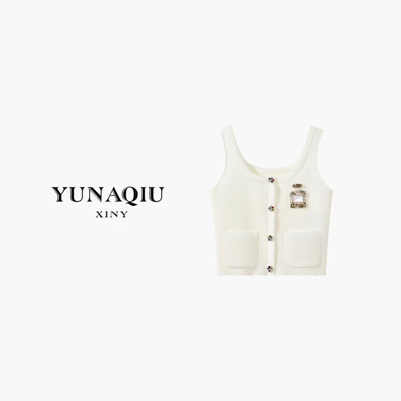 YUNAQIU 小香风短款无袖秋季背心-9222