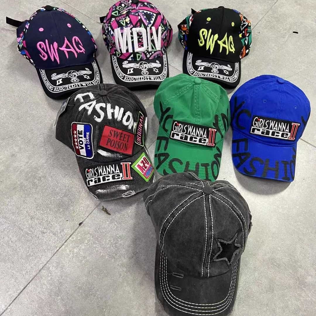 刺绣棒球帽弯檐圆顶春夏短檐帽子字母刺绣城市游牧风  DZ250914