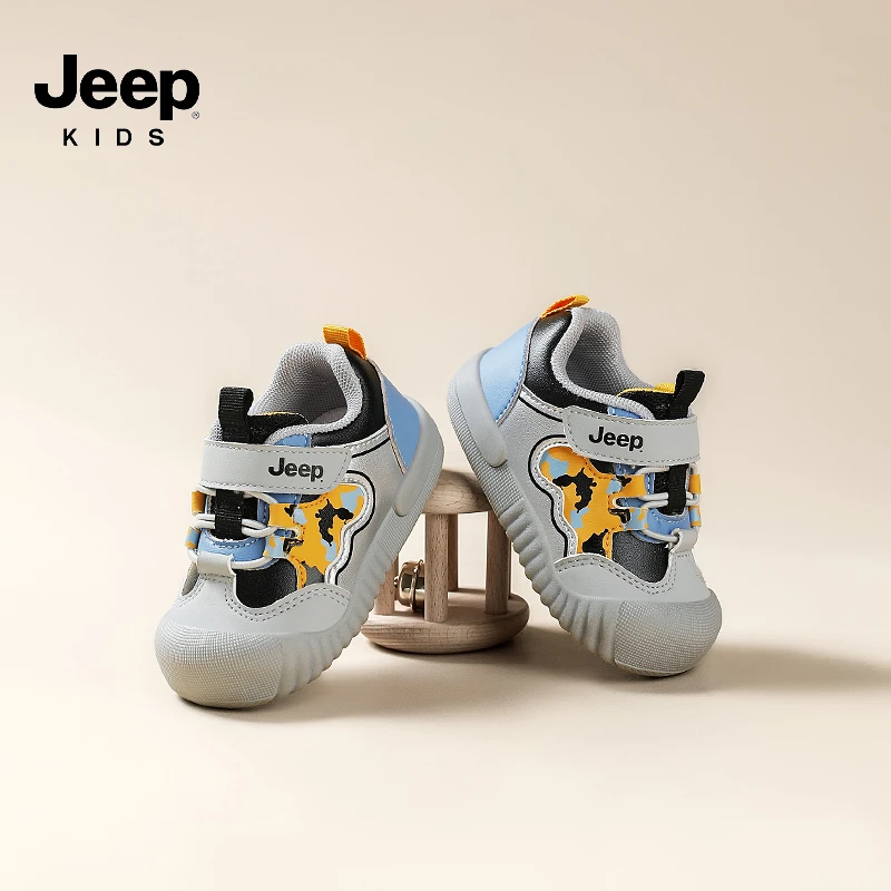 JEEP吉普2025秋季童鞋透气皮面防滑轻便小童运动鞋男女童潮款推荐