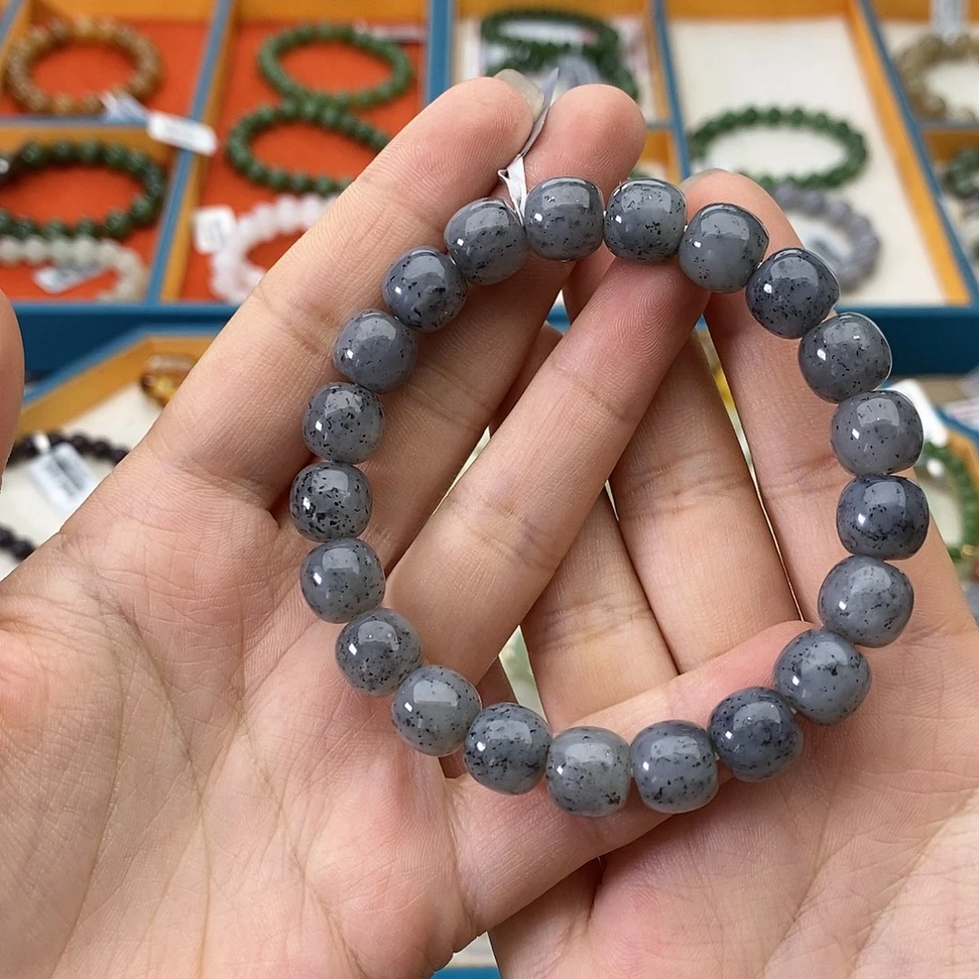 和田玉未镶嵌手链w16新疆青花9*10