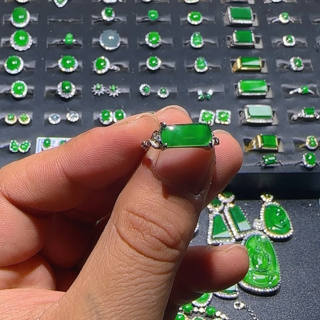 翡翠银S925镶嵌戒指