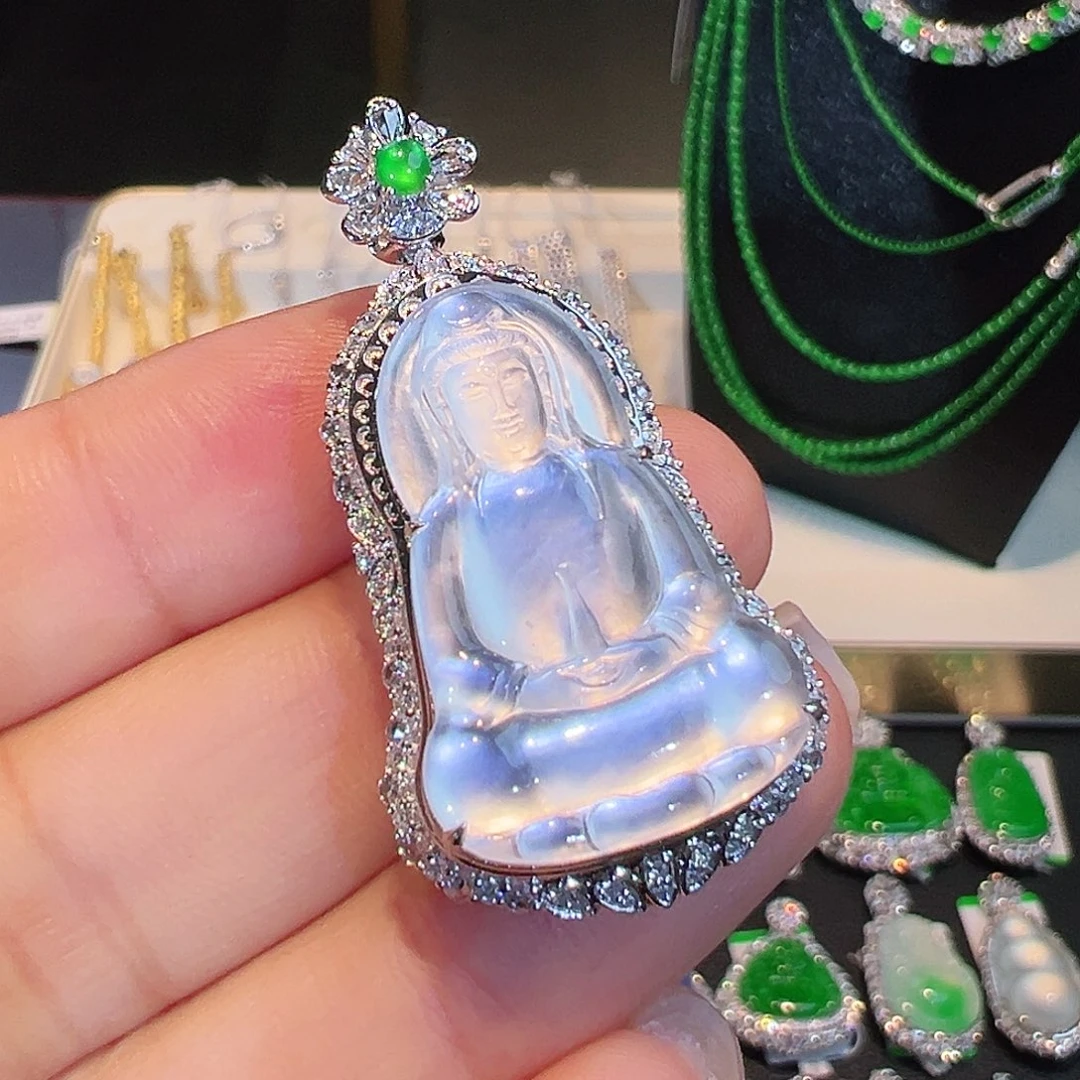 翡翠18K金镶嵌吊坠(不含链)