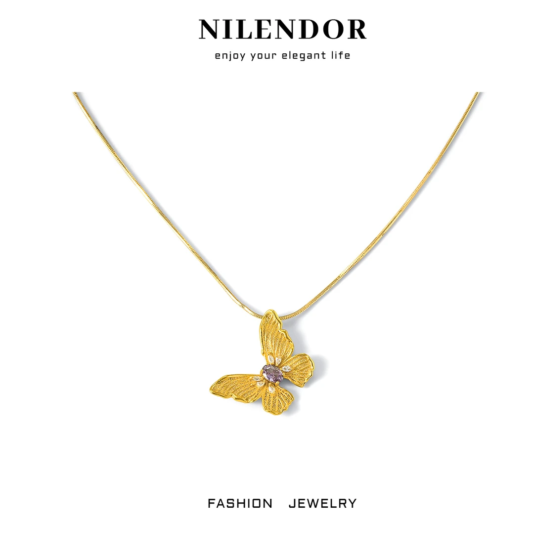 NILENDOR/昵兰 铜合金项链 XL-512时尚百搭梦幻蝴蝶气质精致项链