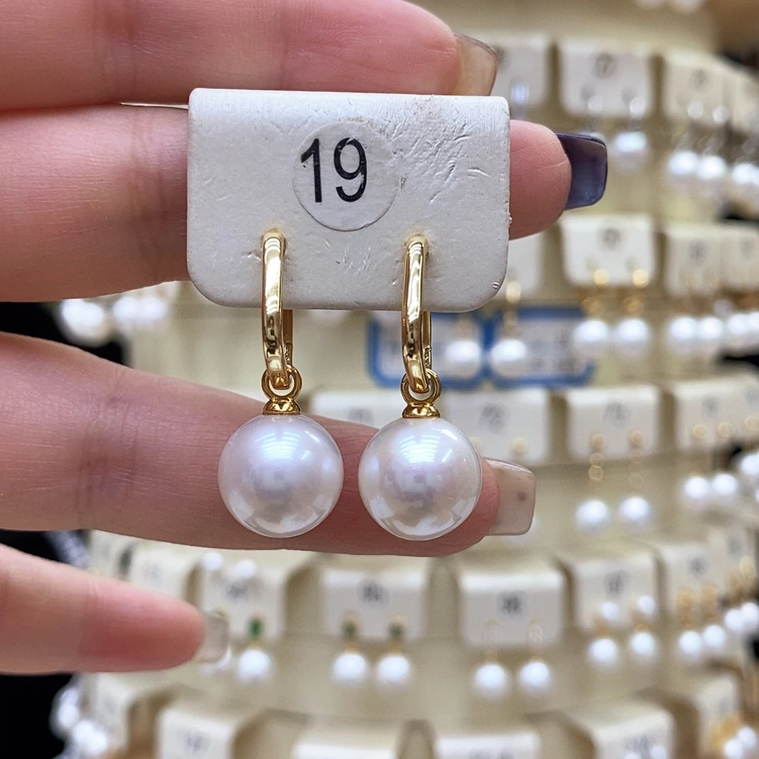 耳饰银S925镶嵌淡水珍珠11➕粉光