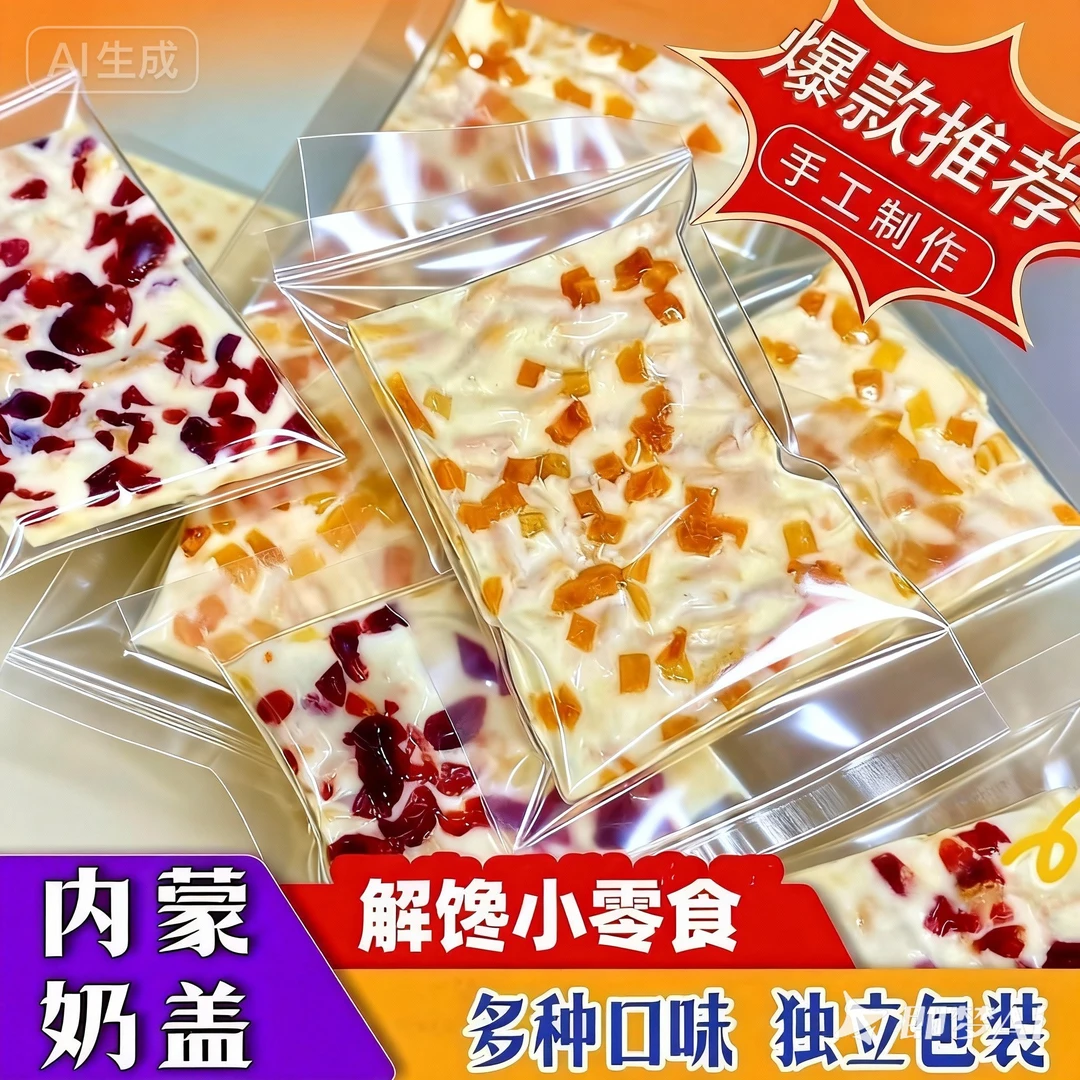 内蒙古奶盖千层奶皮子手工果粒奶酪牛肉酸奶美食片内蒙古奶皮子