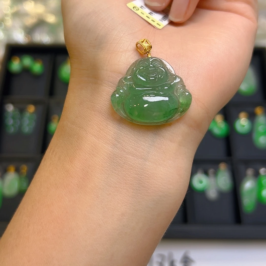 翡翠18K金镶嵌吊坠(不含链)翡翠