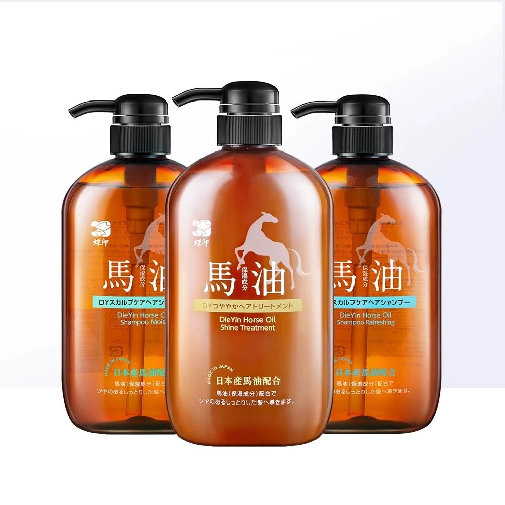 日本进口蝶印马油洗发水保湿洗发露香波600mL去屑无硅油洗发水