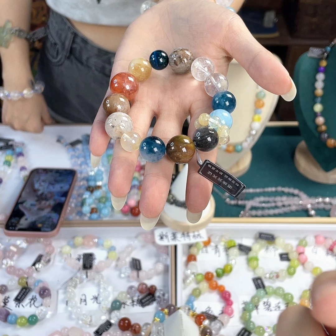 水晶手链银S925镀金镶嵌