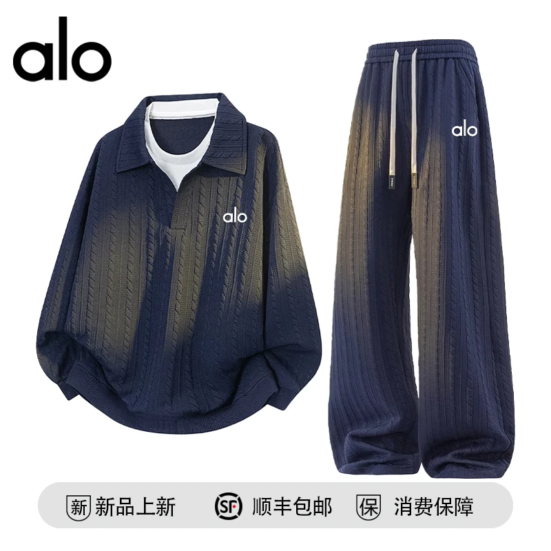 【品牌现货撤柜】品牌折扣 秋季大码长袖套装男休闲宽松长裤两件套