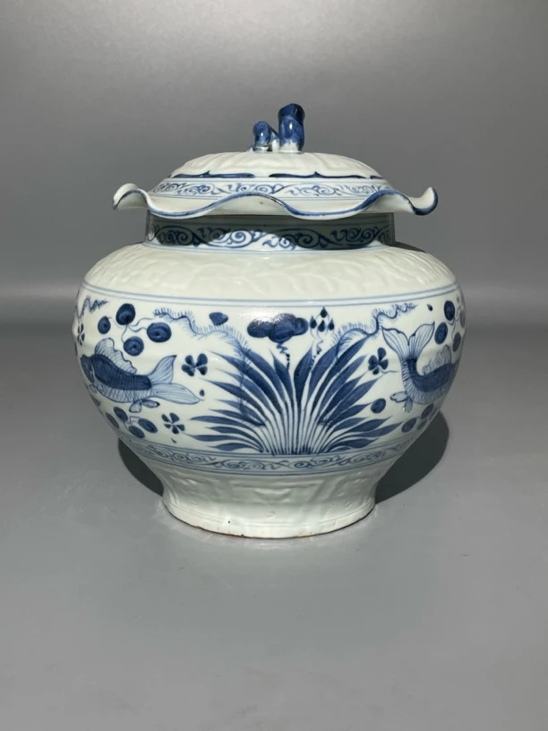 精品青花盖罐全品相