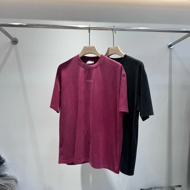 重工水洗扎染.柔感透气粗纱古法棉做旧男士圆领微阔重磅短袖T恤