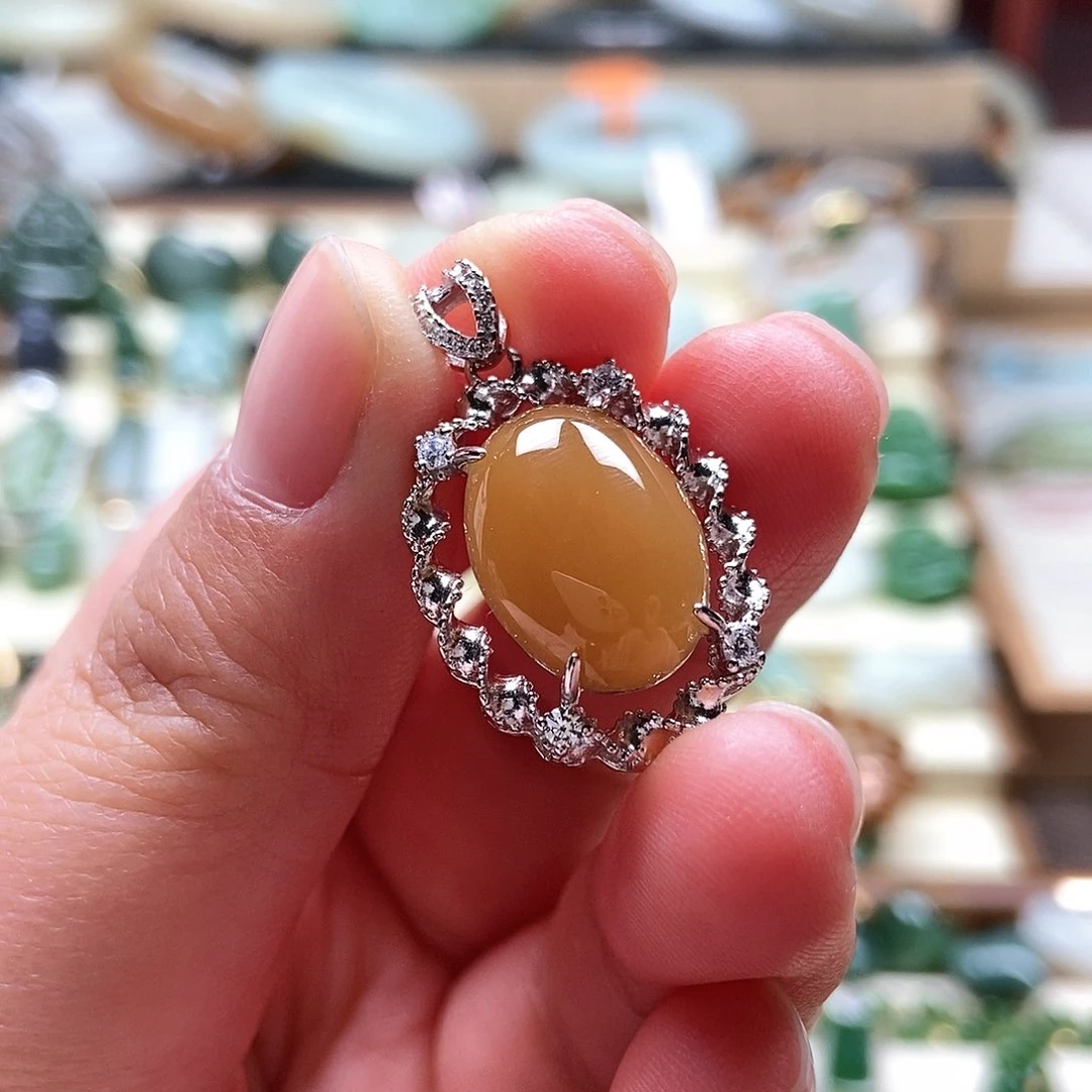 吊坠(不含链)银S925镶嵌和田玉