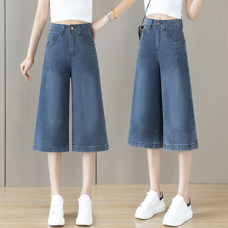 牛仔七分裤女2025夏季新时尚休闲牛仔裤直筒宽松显瘦薄款刺绣