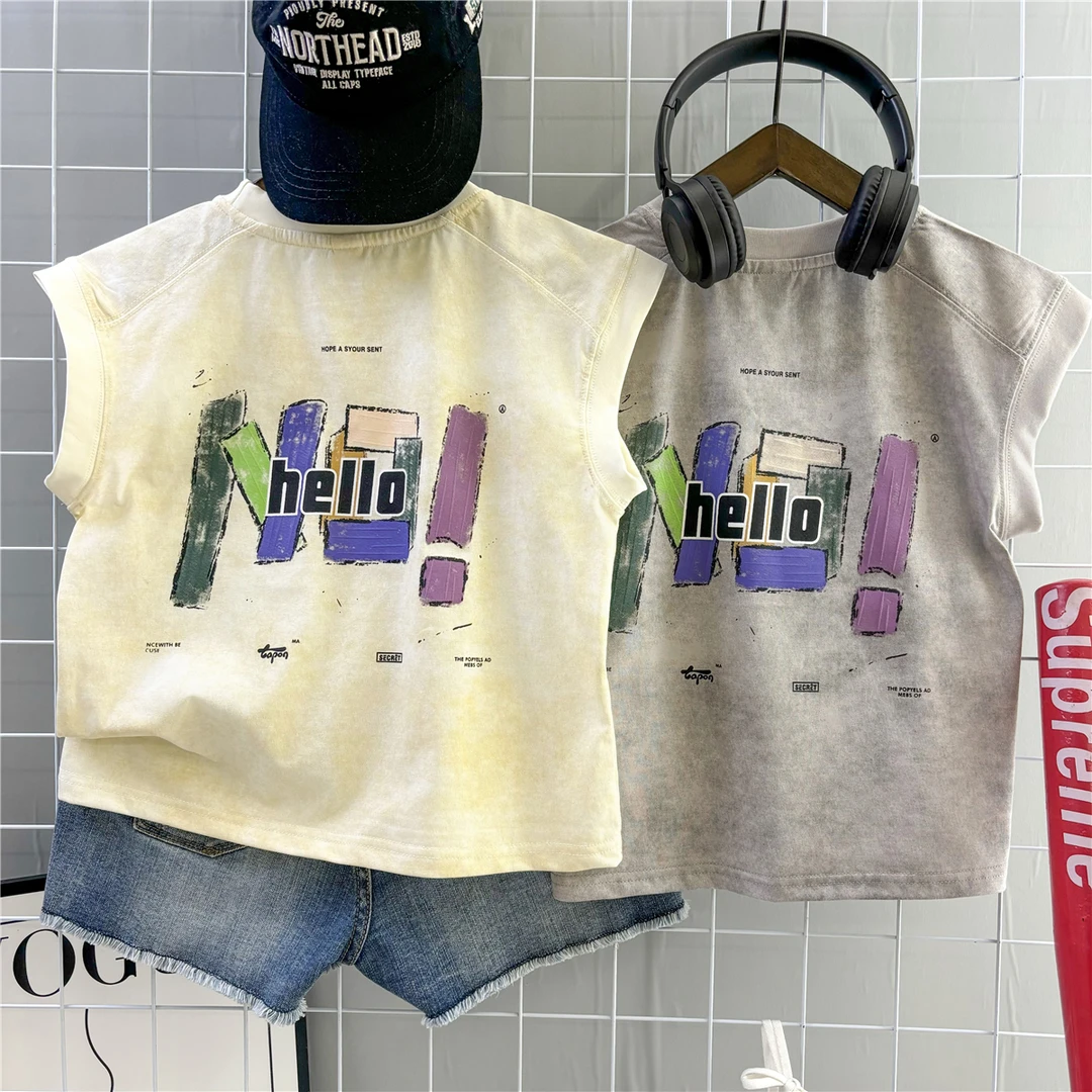 美丫丫潮酷男童背心2025夏季凉爽版宽松韩版上衣儿童无袖帅气百搭