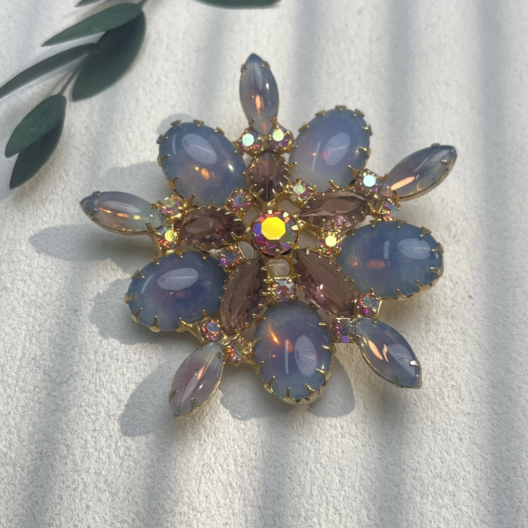 铜合金琉璃胸针 【六六中古】孤品复古蛋面琉璃胸针tr0400