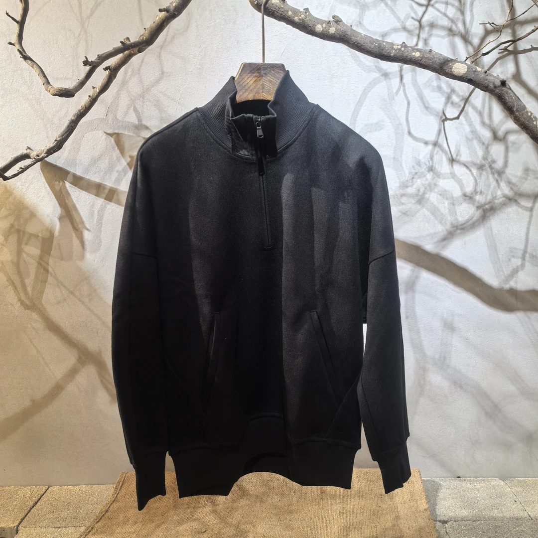 北纬三十度北纬三十度休闲立领百搭长袖卫衣时尚中式拼接半开拉链