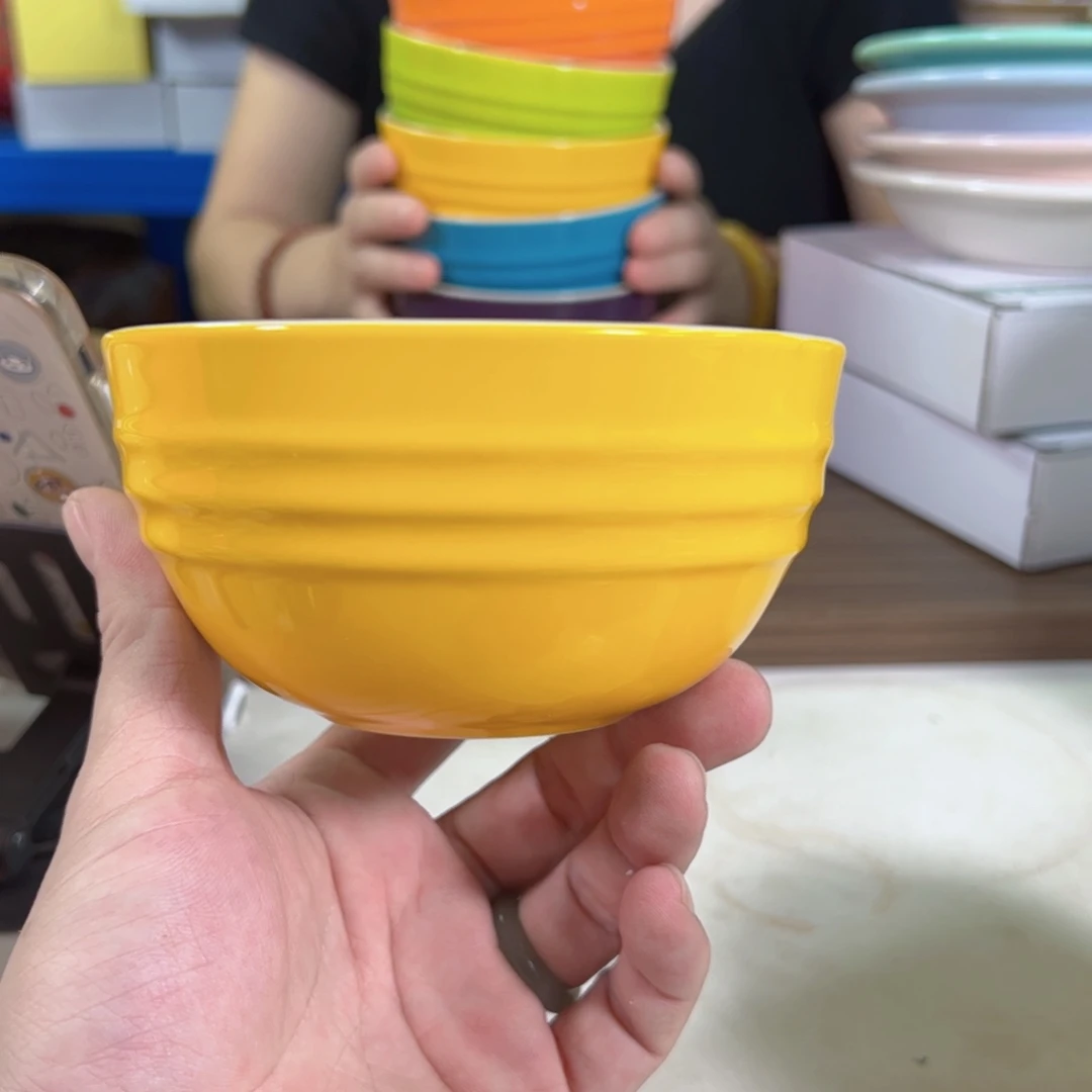陶瓷落日红米饭碗