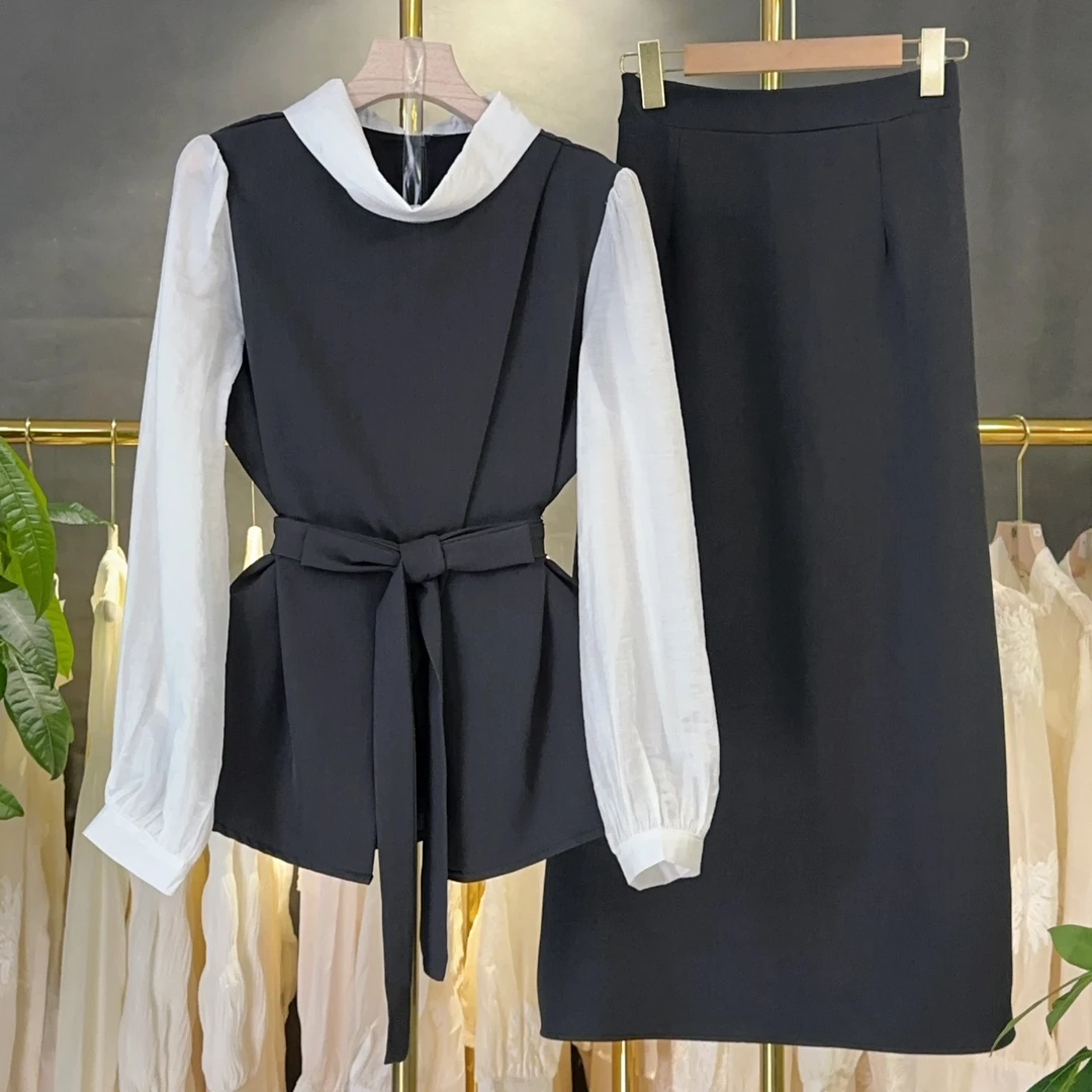 现货【RG5527】2026年新款显瘦气质长袖时尚设计师百搭休闲两件套