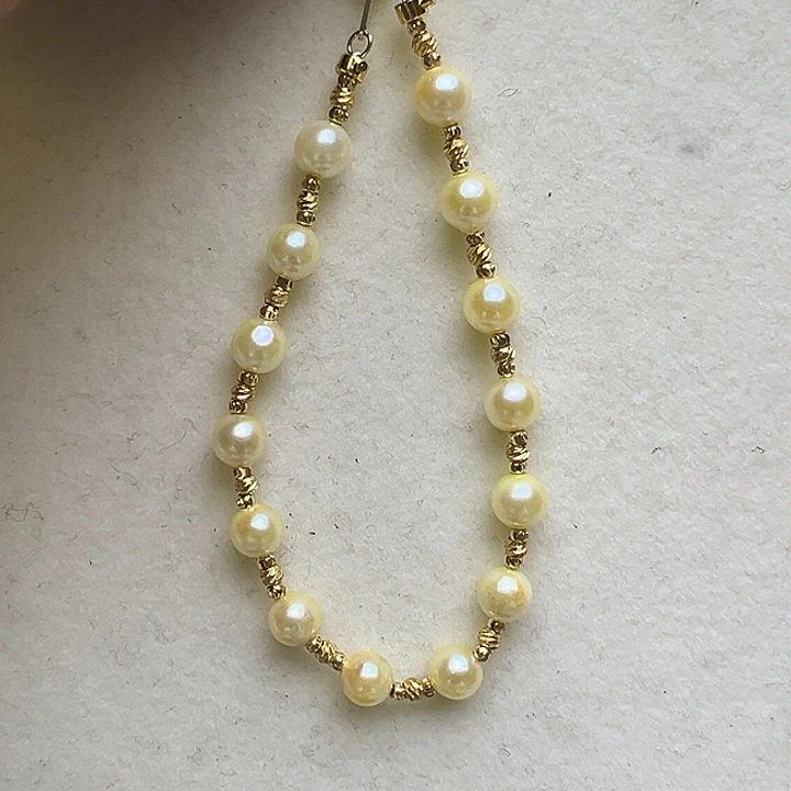 手绳海水珍珠银S925镶嵌海水羽皇金珍珠手链