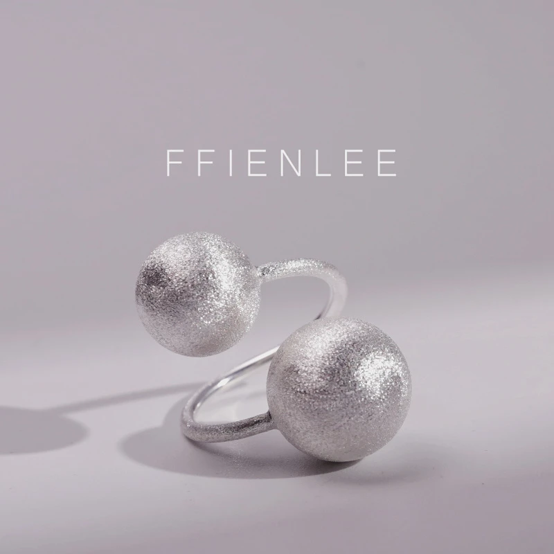 925银戒指 <星星相吸>手工拉丝圆珠银球戒指女开口食指指环贵气感