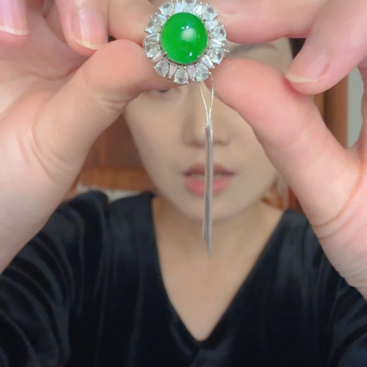 翡翠银S925镶嵌吊坠(不含链)戒指