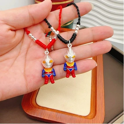 吊坠足银 999纯银迪迦奥特曼吊坠卡通立体足银赛罗项链送孩子