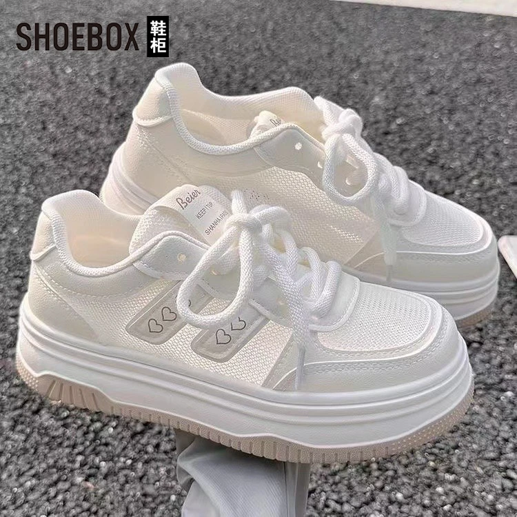 达芙妮集团旗下单网小白鞋女配裙子夏透气女鞋网面鞋厚底运动板鞋
