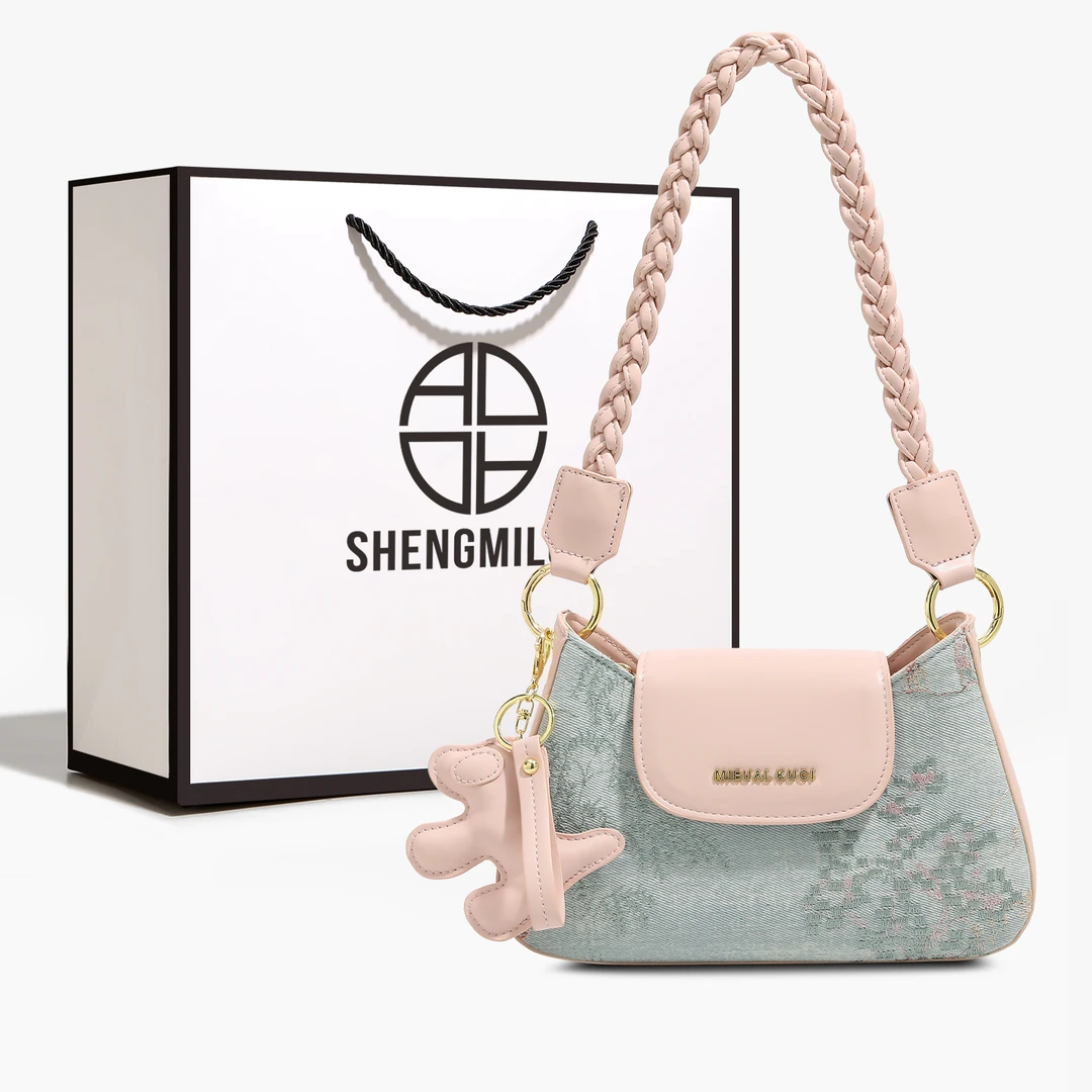 SHENGMILUO/圣米洛小众新中式刺绣包包女时尚斜挎包单肩腋下包