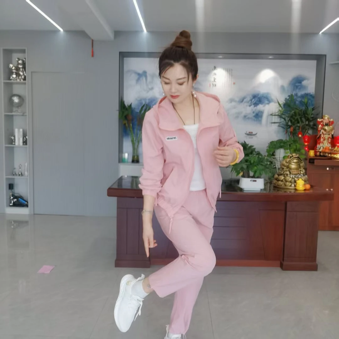 8803新款开衫帽版休闲速干运动套装