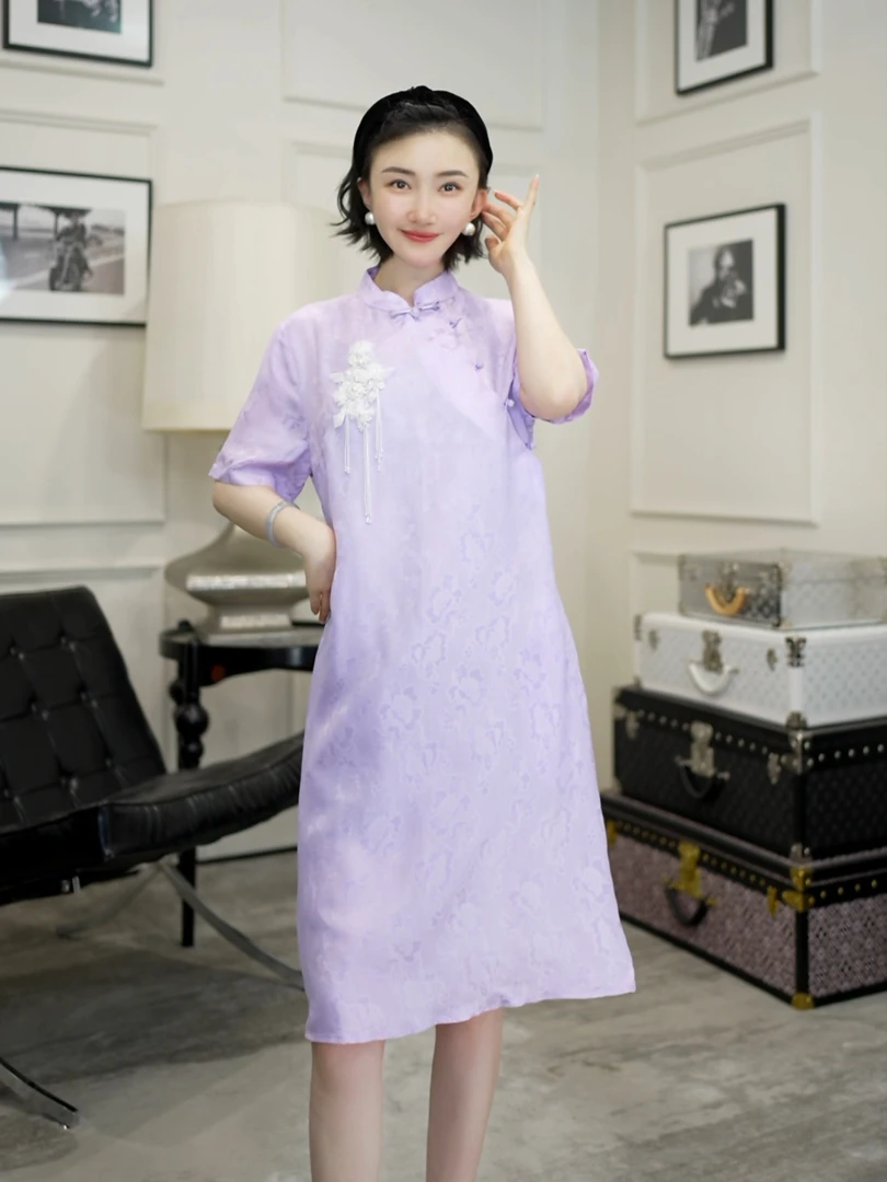 Betty Bairn【春风渡 · 花萝】高定系列桑蚕丝提花裙子25B-BW10266