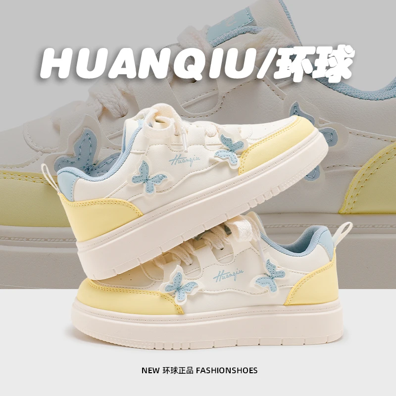 环球女鞋原创小蝴蝶板鞋2025秋季新款厚底增高可爱ins风休闲鞋子
