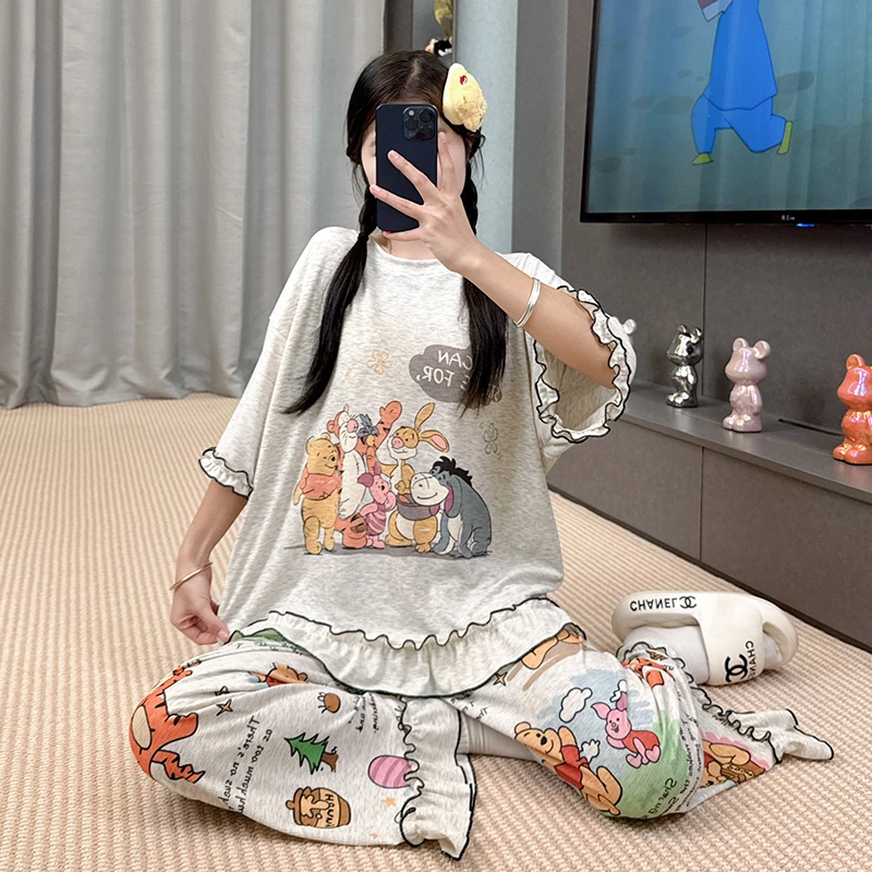 睡衣女夏季新款半袖卡通高级薄款休闲韩版宽松家居服套装-306（TZ）