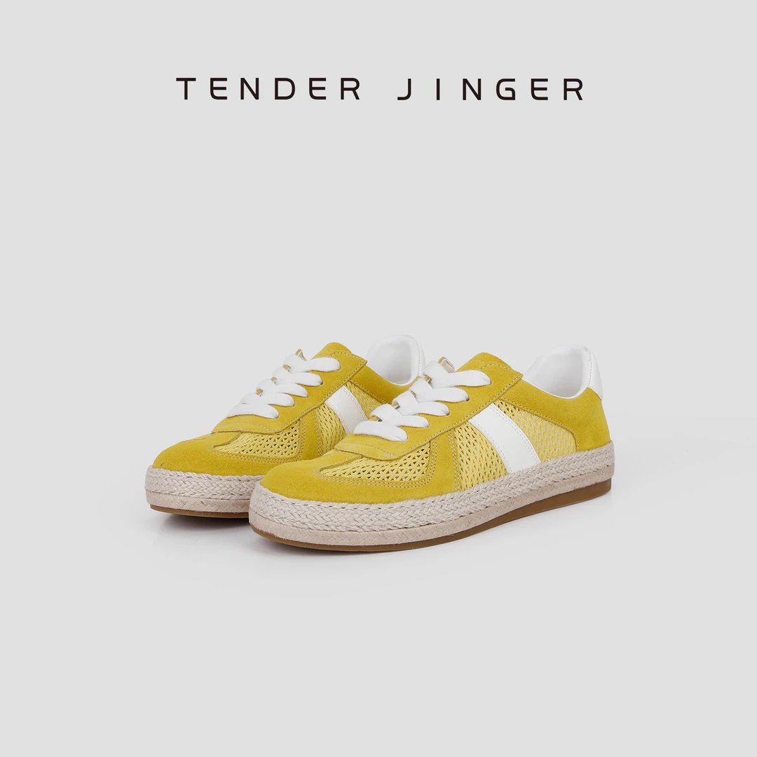 Tender Jinger时尚百搭2025年春季新款镂空网布平底透气休闲鞋