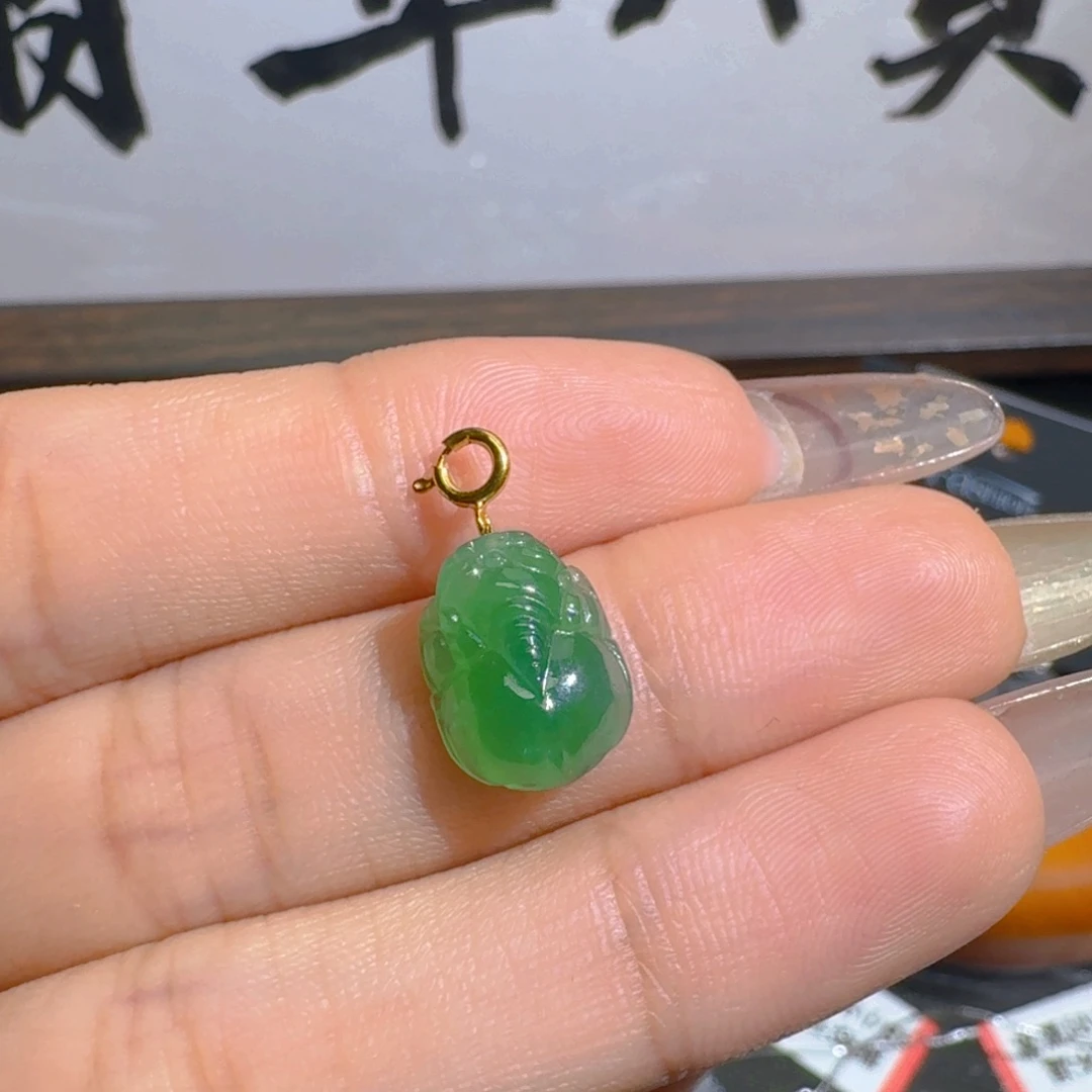 吊坠(不含链)18K金镶嵌翡翠