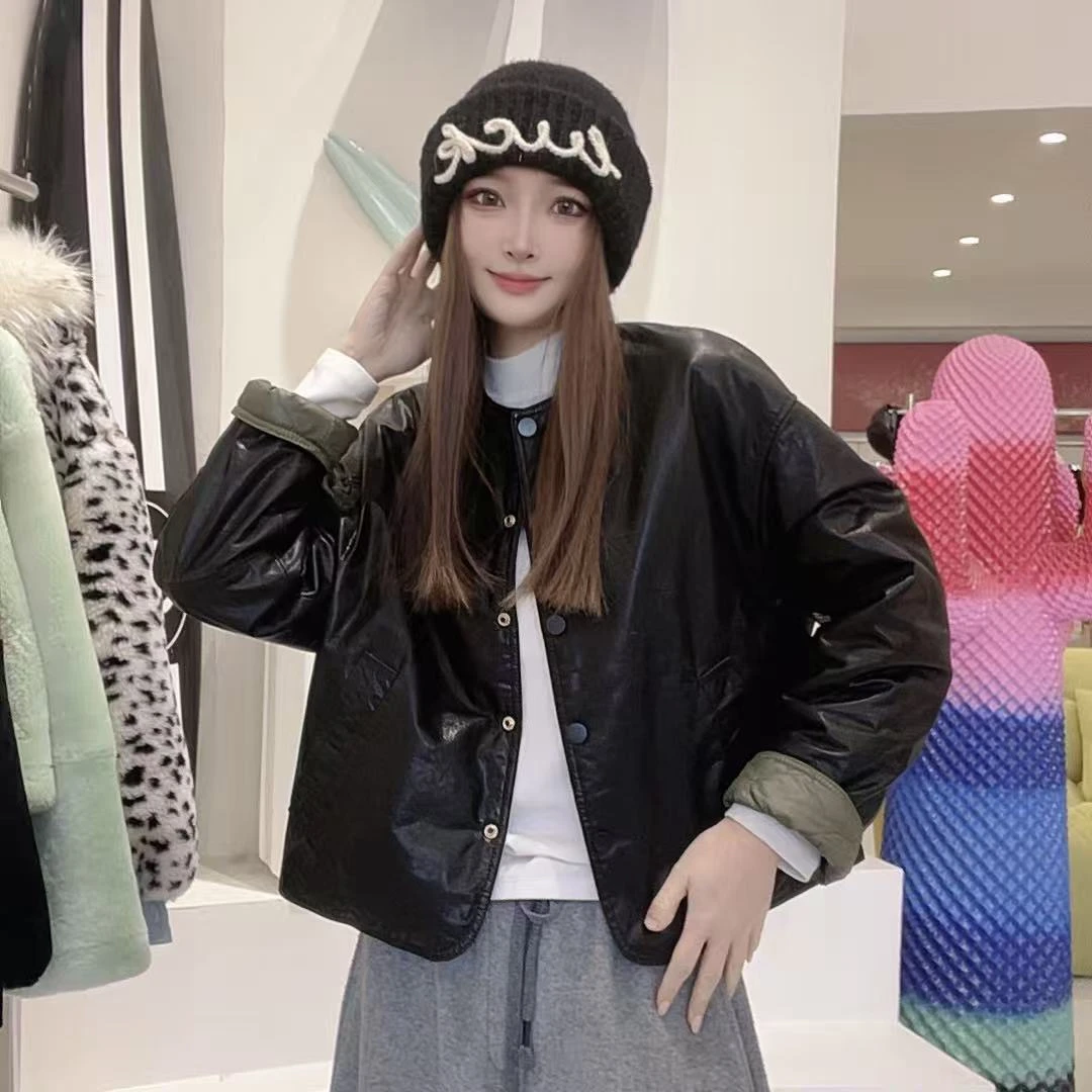 【SUSU推荐】2025冬季新款休闲女士牛皮棉服外套-59112A