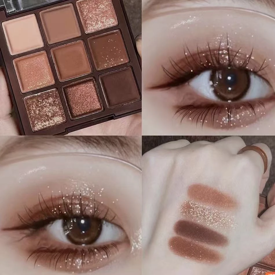 九色巧克力眼影盘初学者平价便携学生细腻上色橘棕大地色哑光修容